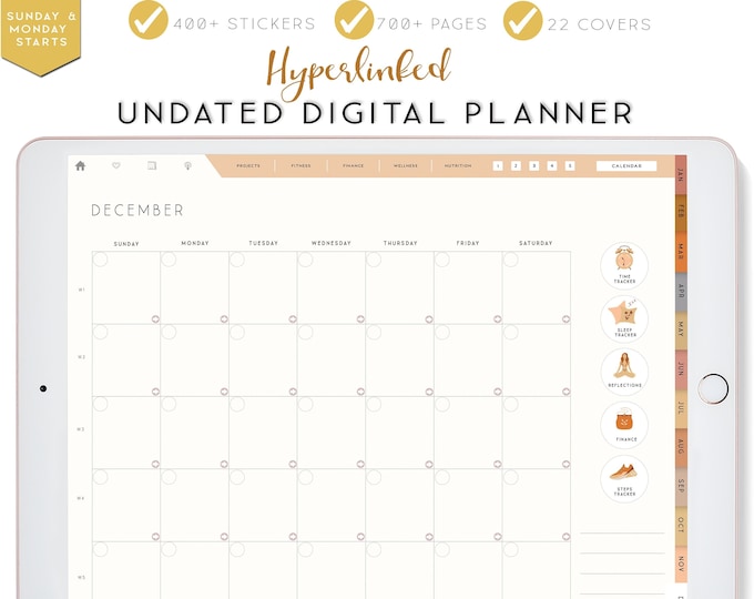 Digital Planner Undated, Goodnotes Template, Planner Template, Digital Planner for iPad, Notability Planner