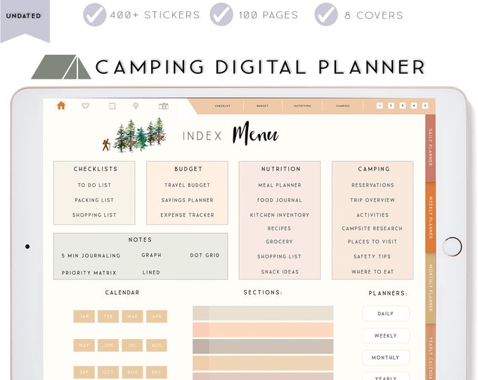 Digital Planner, Camping planner, Notability Planner, Vacation Planner, Travel Planner, Goodnotes Planner for iPad, Goodnotes Template.