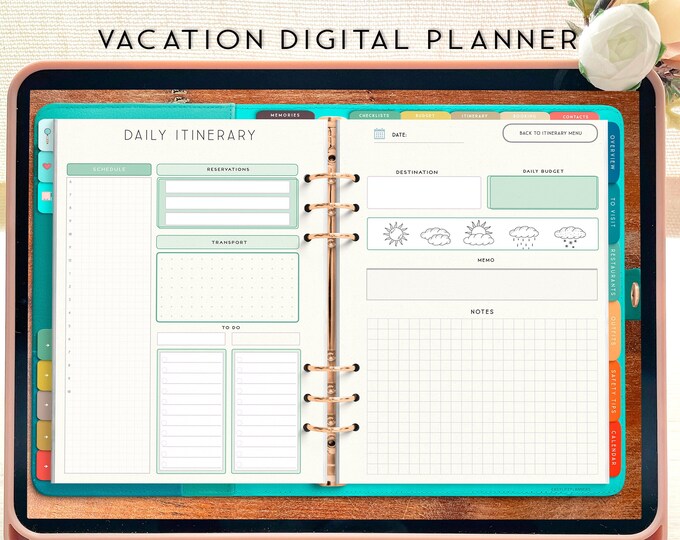 Digital Travel Planner, Digital Vacation Planner, GoodNotes Template, Notability Planner, GoodNotes Planner for iPad, Retro Planner