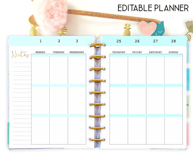 Happy Planner Template Weekly Planner Pages, Weekly Layout, Editable Planner Printable