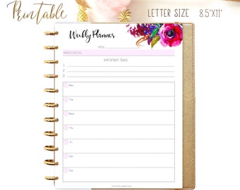 Weekly Planner Pages for Big Happy Planner Refills, WO1P Undated Planner Printable