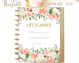 Life Planner Printable Year Planner Printable Planner Pages, 8.5 x 11 made to fit Big Happy Planner Inserts