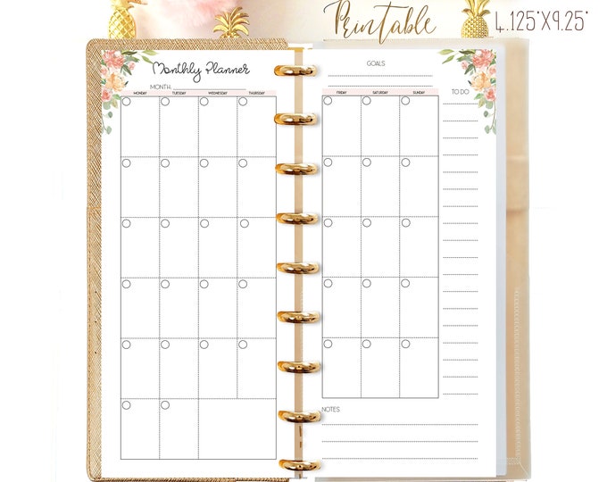 Month On Two Pages made to fit Happy Planner Half Sheet, Happynichi Printable