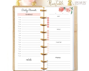 Daily Planner Pages, Half Sheet Happy Planner, Happynichi Inserts, Daily Schedule