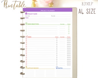 Project Planner Printable Planner Goal Planner To Do List Binder Inserts Project Management Planner pages Project Tracker Goals Planner