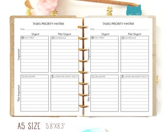 Tasks Priority Matrix Printable Eisenhower Matrix Productivity Box A5 Filofax Insert Priority Management Decision-making