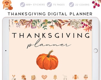 Thanksgiving Planner, Digital Planner Notability Planner Goodnotes Template for iPad Holiday Planner Fall Digital Stickers, Cooking Schedule