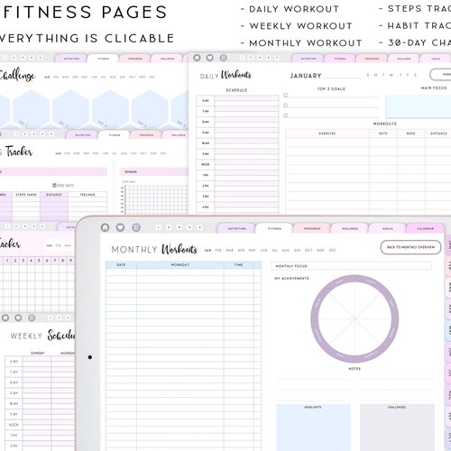 Digital Fitness Planner for Ipad Notability Planner Fitness Etsy
