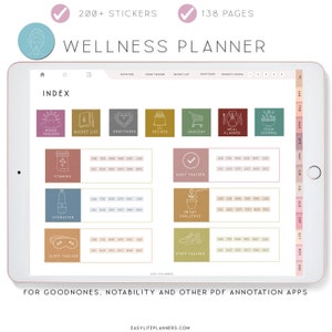 Digital Wellness Planner for iPad, Notability Planner, XODO Planner, Goodnotes Planner, Habit Tracker