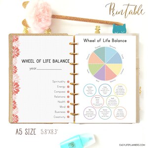 Life Balance Wheel, A5 Planner Inserts for Filofax A5 Printable. image 1