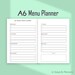 A6 TN Inserts Meal Planner TN Printable Insert tn Booklet tn | Etsy