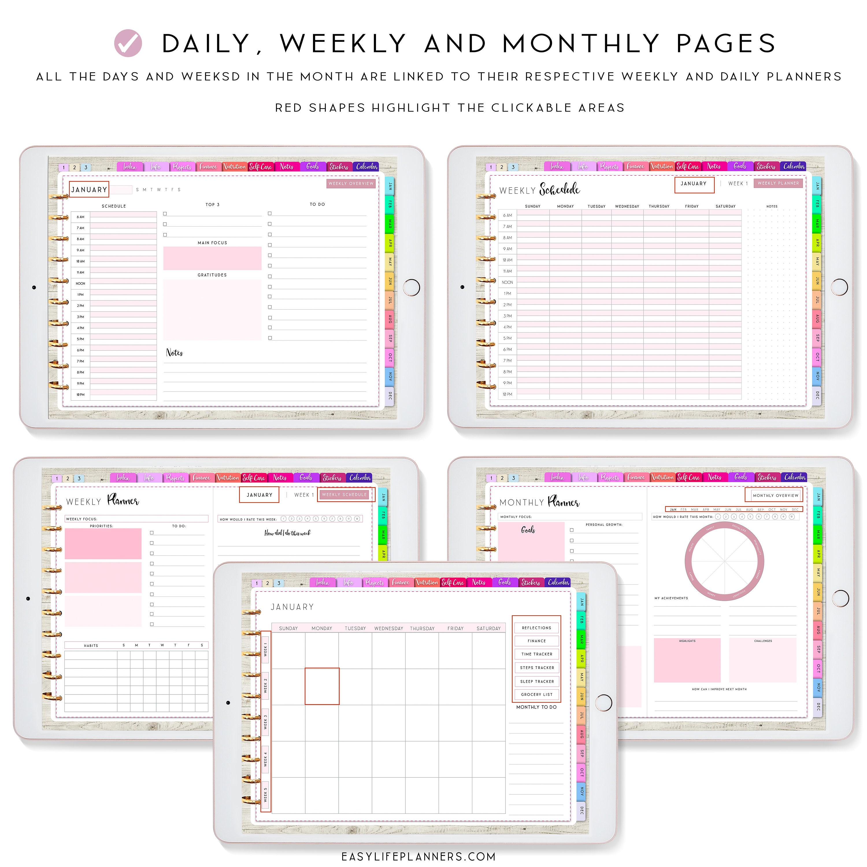 Undated Digital Planner for iPad, Goodnotes Planner, Notability Planner