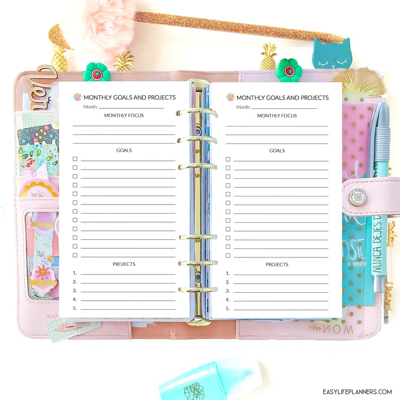 monthly-planner-2021-personal-size-planner-insert-filofax-etsy