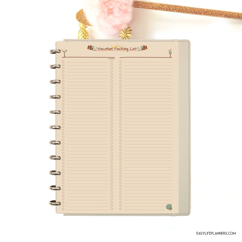 Vacation Planner, Trip planner, Packing list A4 Binder Inserts. Instant Download image 4