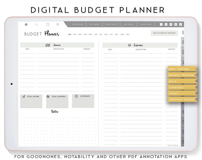 Budget Planner, Goodnotes Planner, Digital Planner, Finance Planner, Notability Planner, XODO Digital Planner, iPad Planner.