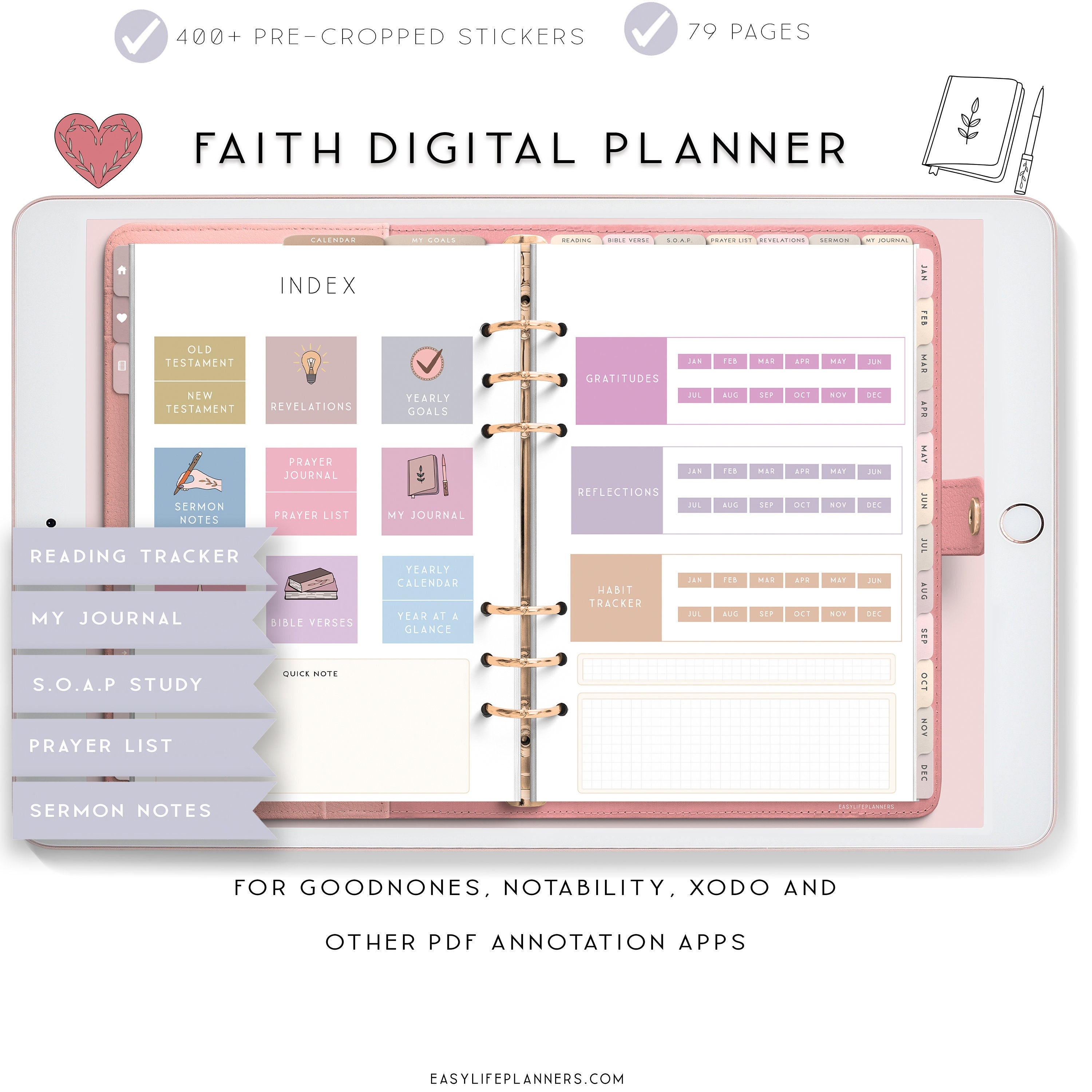 Christian Planner Digital Planner Prayer Journal Digital Etsy