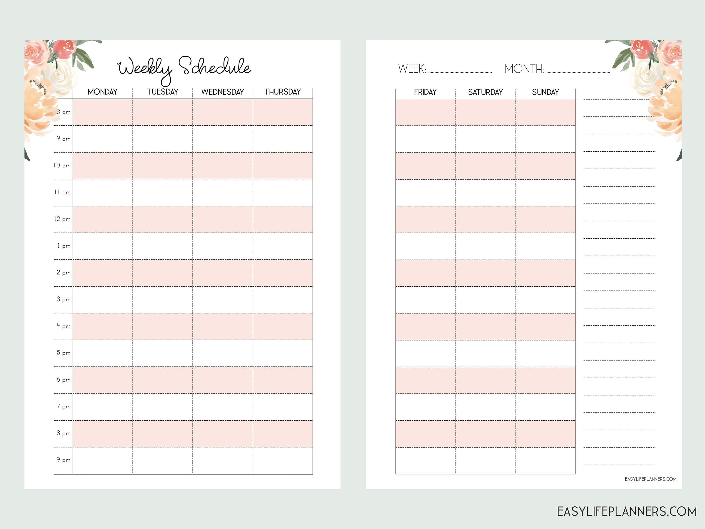 Hourly planner printables printable word searches