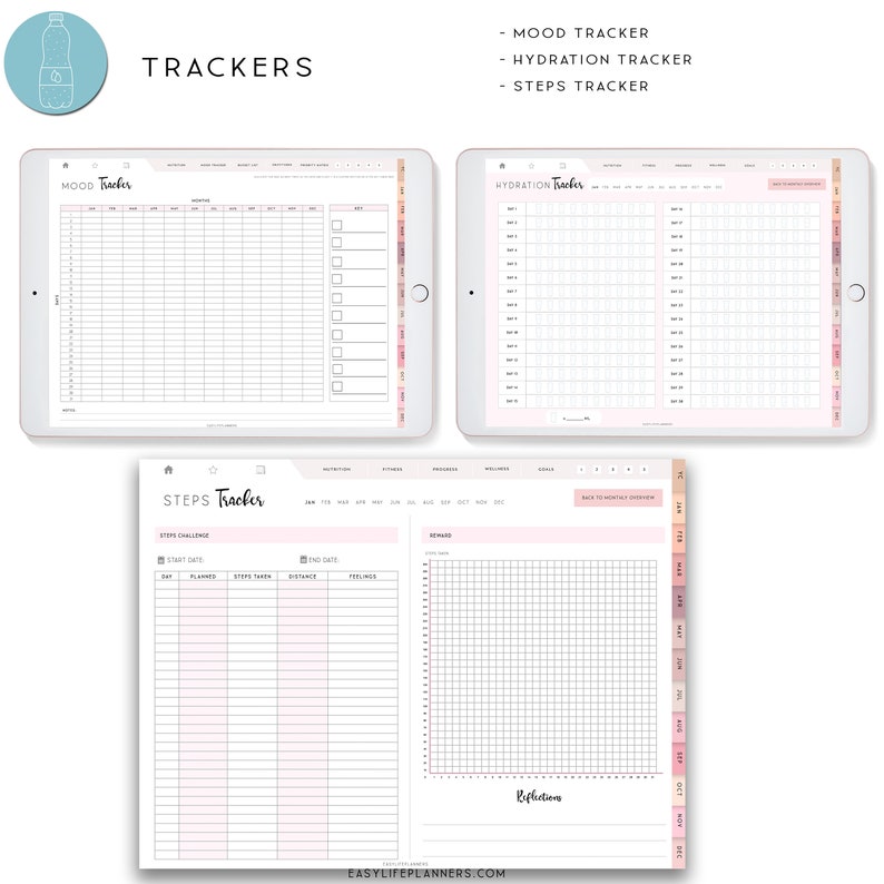 Digital Wellness Planner for iPad, Notability Planner, XODO Planner, Goodnotes Planner, Habit Tracker image 3