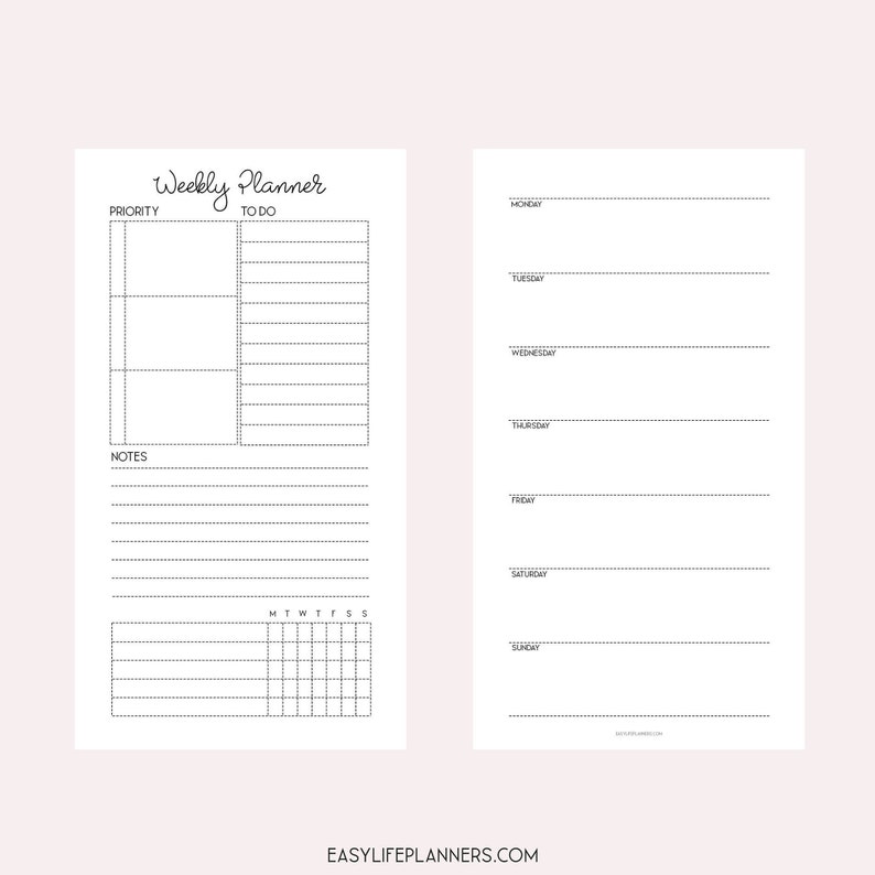 Weekly Planner Pages Personal Filofax Refills Personal Size Etsy