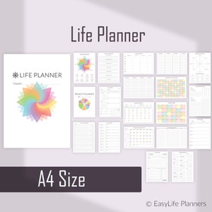 Life Planner Kit A4 Printable Daily PLanner Pages, Financial Planner, Binder Inserts, Life Planner 2021