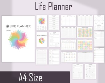 Life Planner Kit A4 Printable Daily PLanner Pages, Financial Planner, Binder Inserts, Life Planner 2021