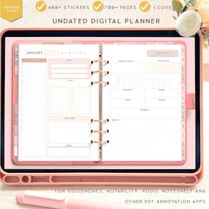 Undated Digital Planner for iPad, Notability Planner, Fitness Planner, Budget Planner, Digital Life PLanner, XODO Planner Goodnotes Template