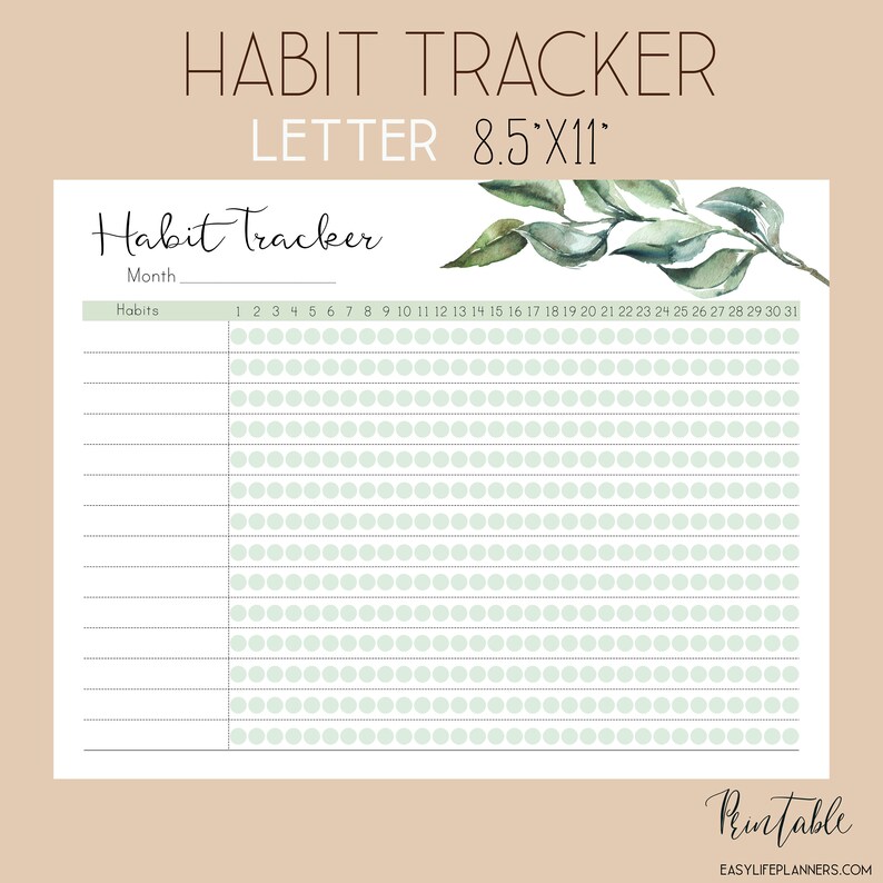 Habit Tracker Printable Weight Loss Tracker Routine Chart Etsy
