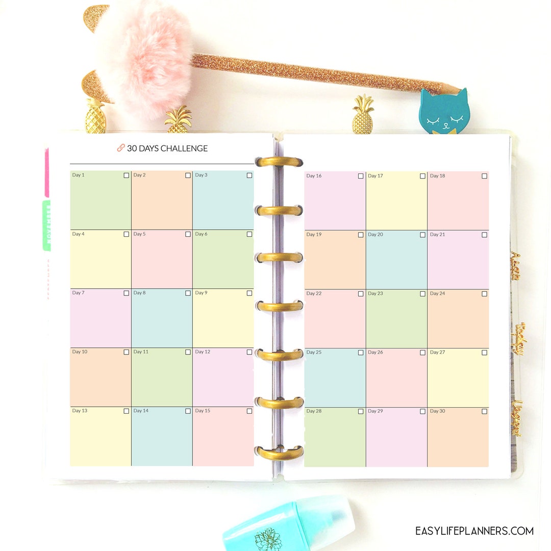 Mini Happy Planner Insert Habit Tracker Fitness Planner Challenge Mini Happy Planner Insert Habit Tracker Fitness Planner Challenge
