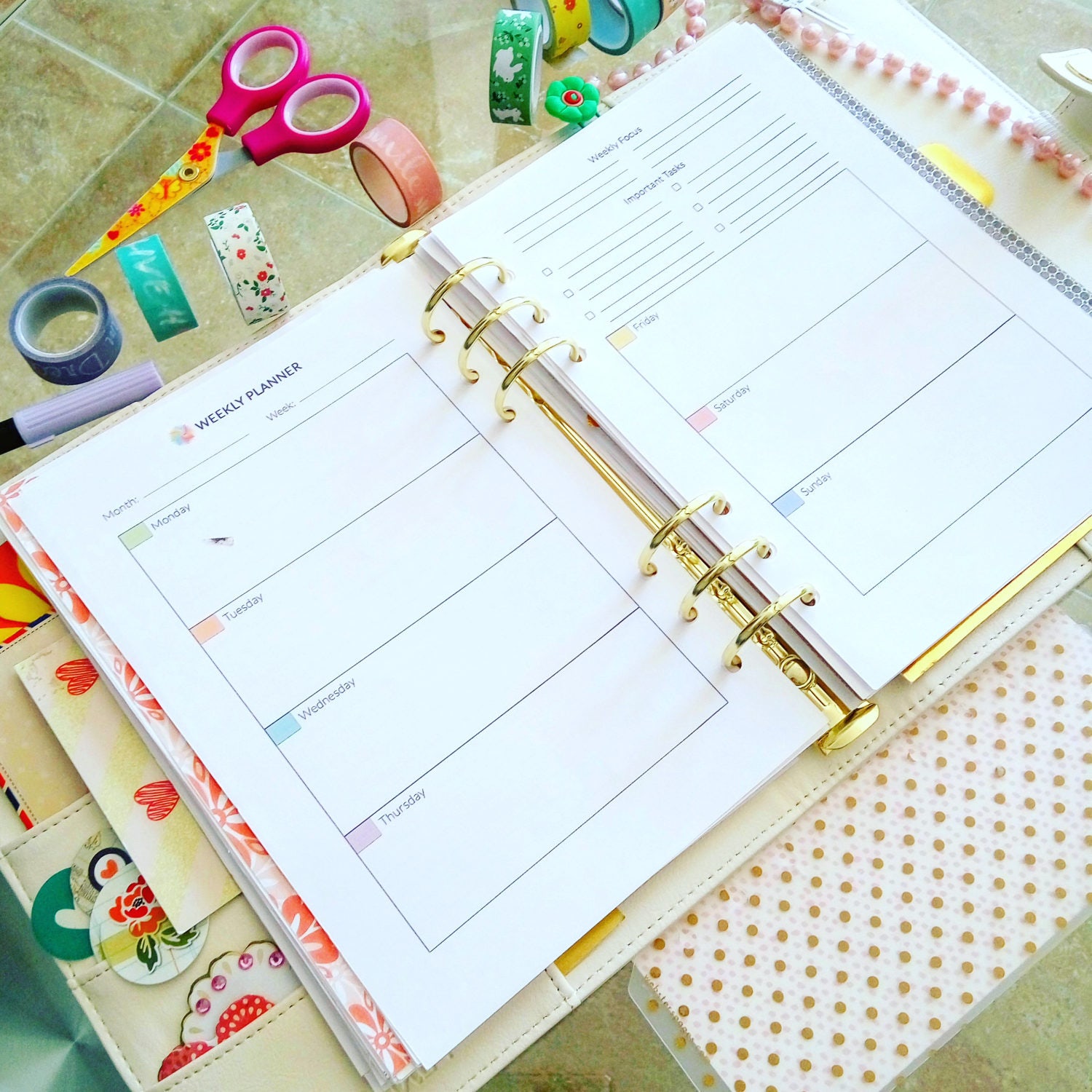 weekly planner printable half letter inserts discbound printable