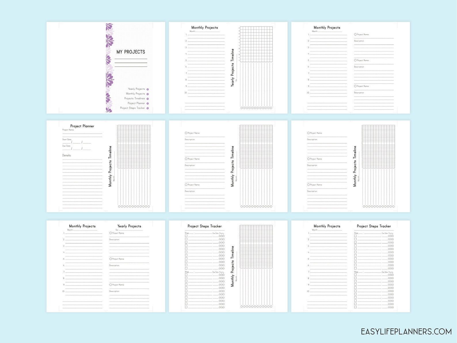Project Planner Midori Travelers Notebooks Inserts Printable | Etsy