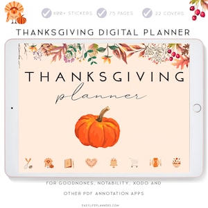 Thanksgiving Planner, Digital Planner Notability Planner Goodnotes Template for iPad Holiday Planner Fall Digital Stickers, Cooking Schedule