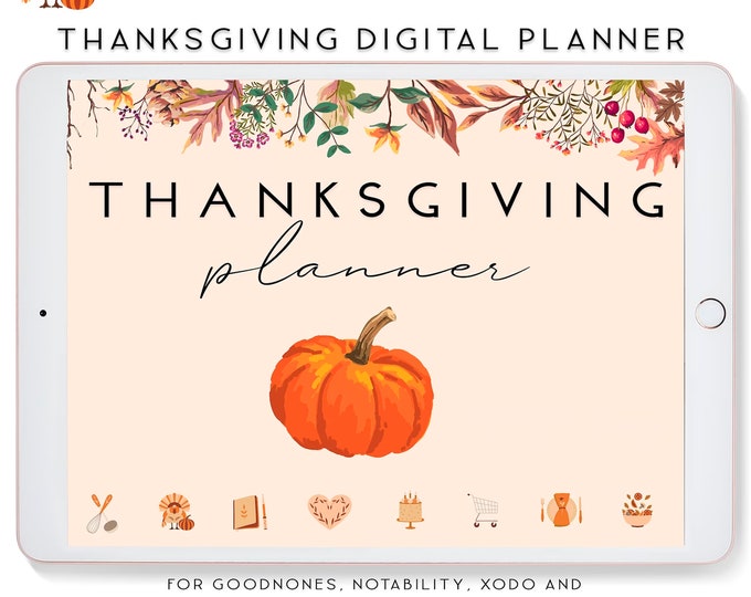 Thanksgiving Planner, Digital Planner Notability Planner Goodnotes Template for iPad Holiday Planner Fall Digital Stickers, Cooking Schedule