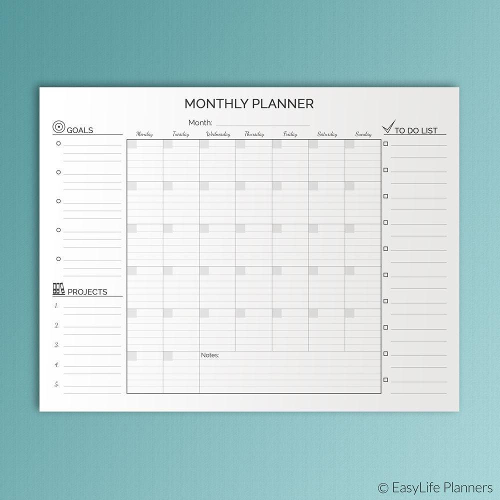 monthly planner big happy planner printable lined letter size undated