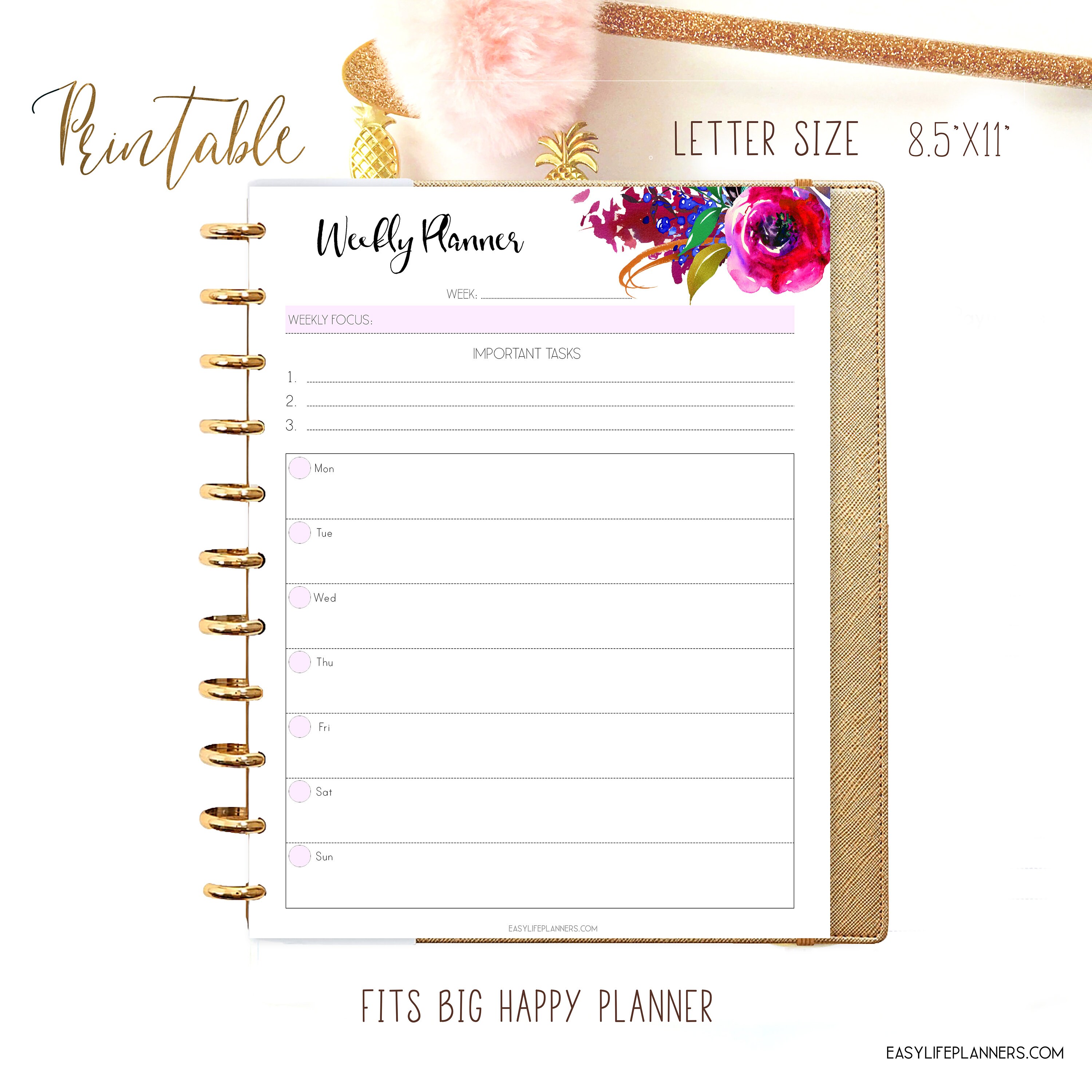 Weekly Planner Pages for Big Happy Planner Refills WO1P Etsy
