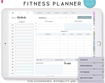 Fitness Planner, Digital Planner Ipad, Notability Planner, Fitness Journal, Goodnotes Template, Wellness Planner, XODO Planner