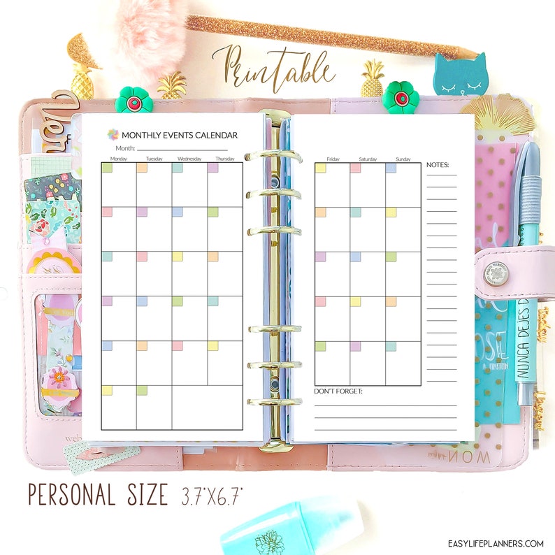 Monthly Planner 2021 Personal size planner insert filofax Etsy