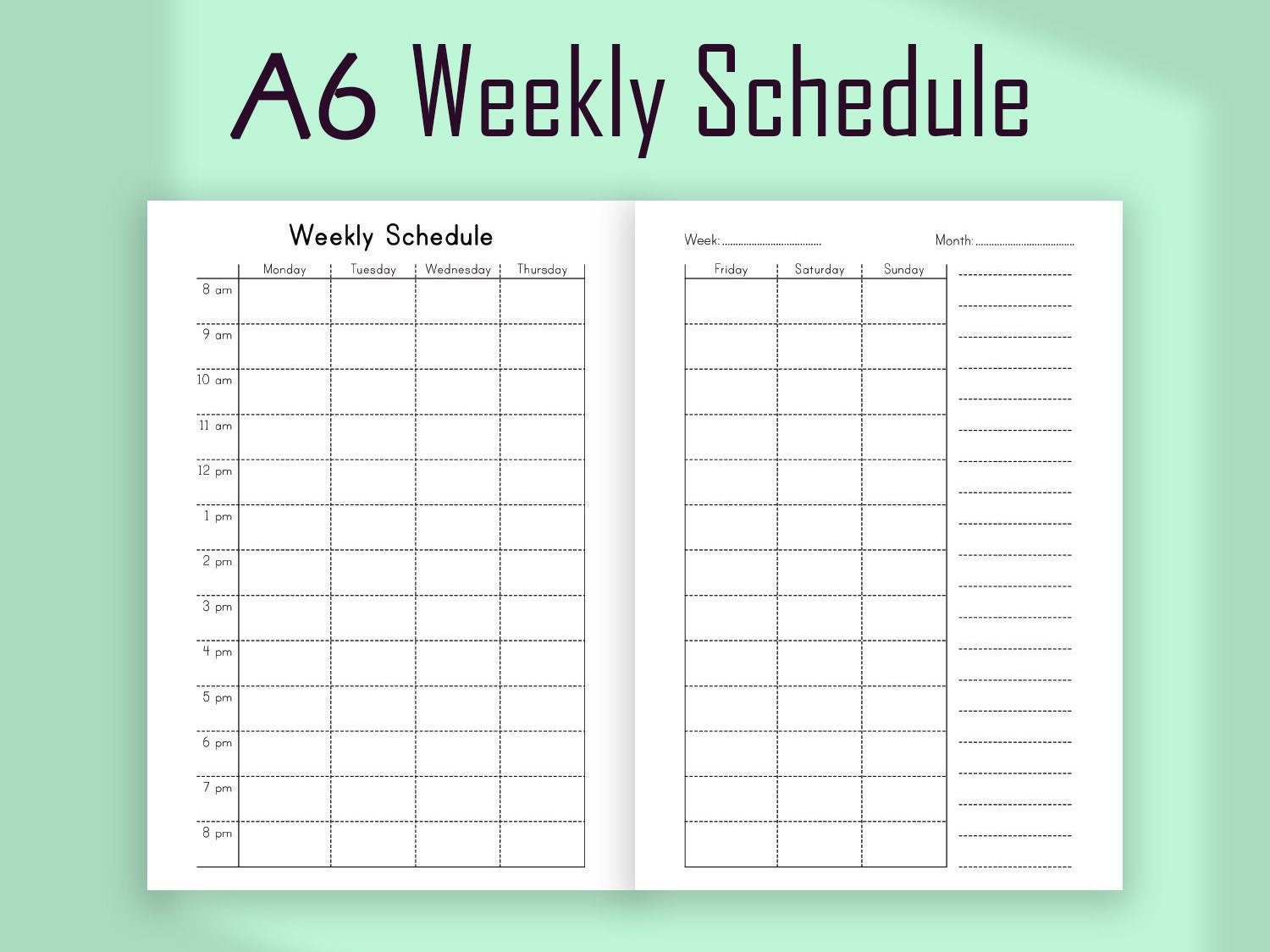 a6-tn-inserts-weekly-schedule-a6-planner-inserts-weekly-etsy