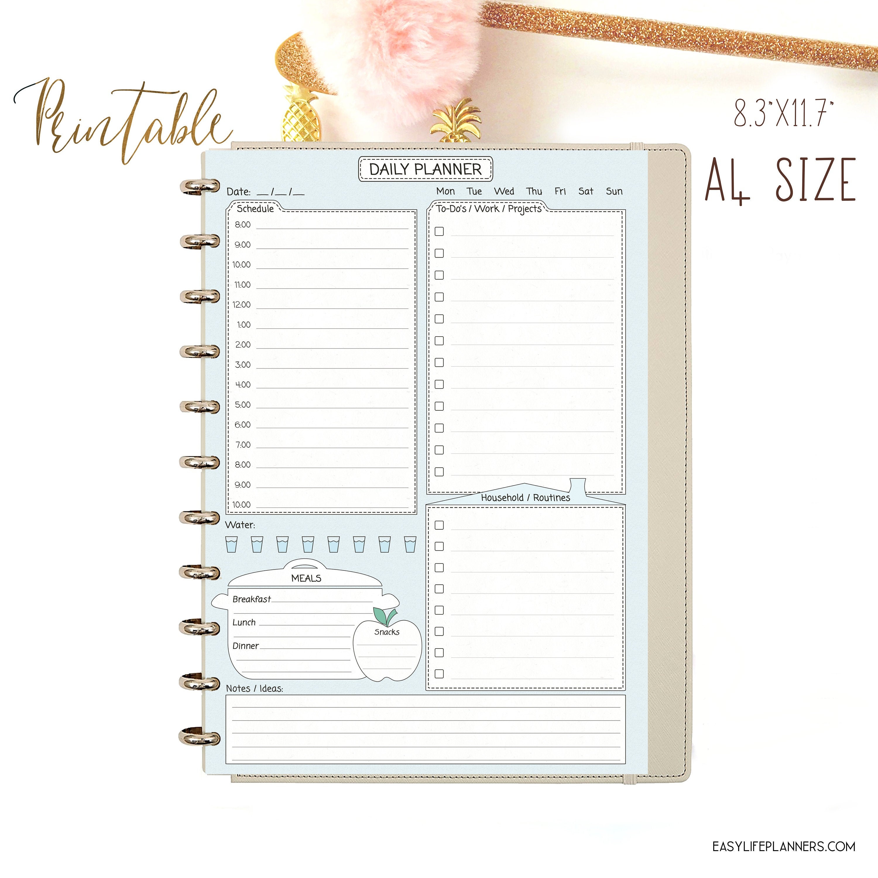 printable daily planner pdf daily schedule daily agenda do1p binder