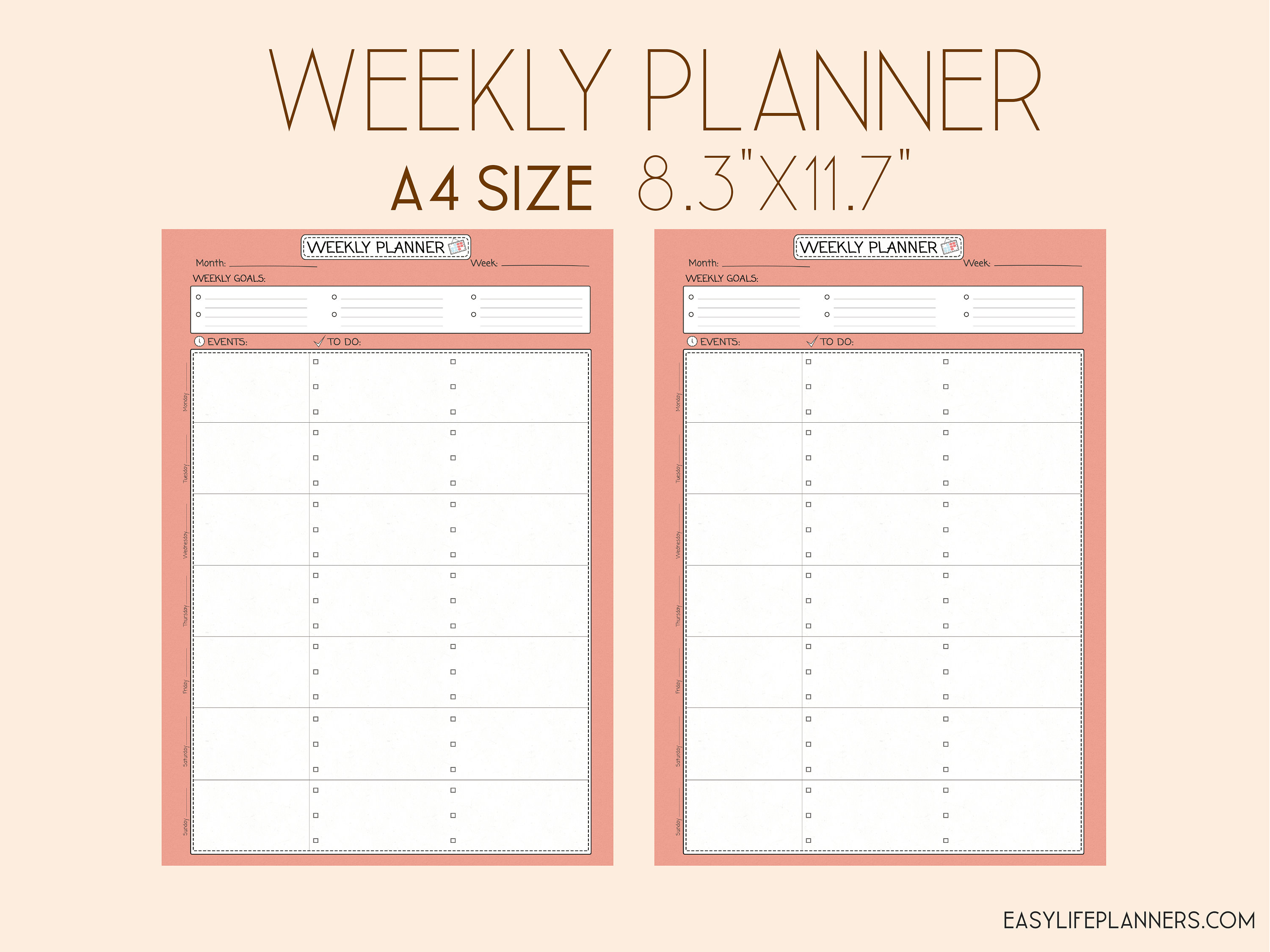 weekly planner pages printable planner wo1p weekly to do