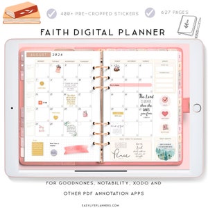 Best-Selling Christian Digital Planner Daily Faith Journal, Bible Study Gratitude Planner Prayer Notebook iPad Goodnotes Notability Template