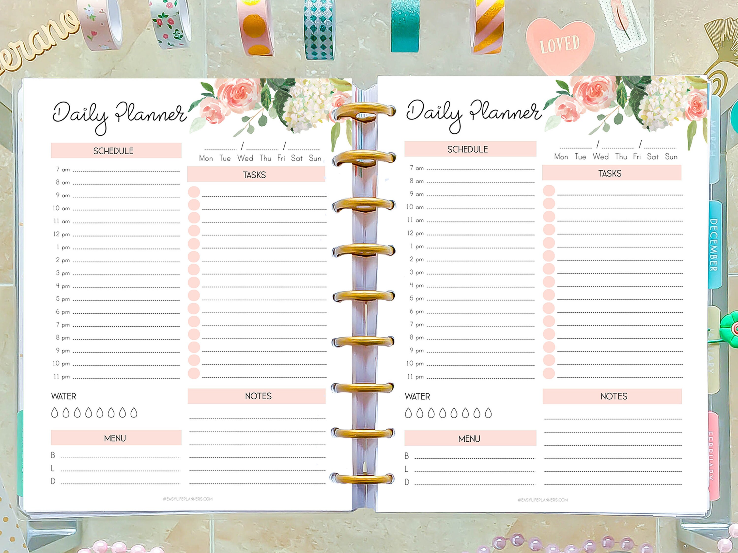 Daily Hourly Planner Printable made to Fit Classic Happy Etsy