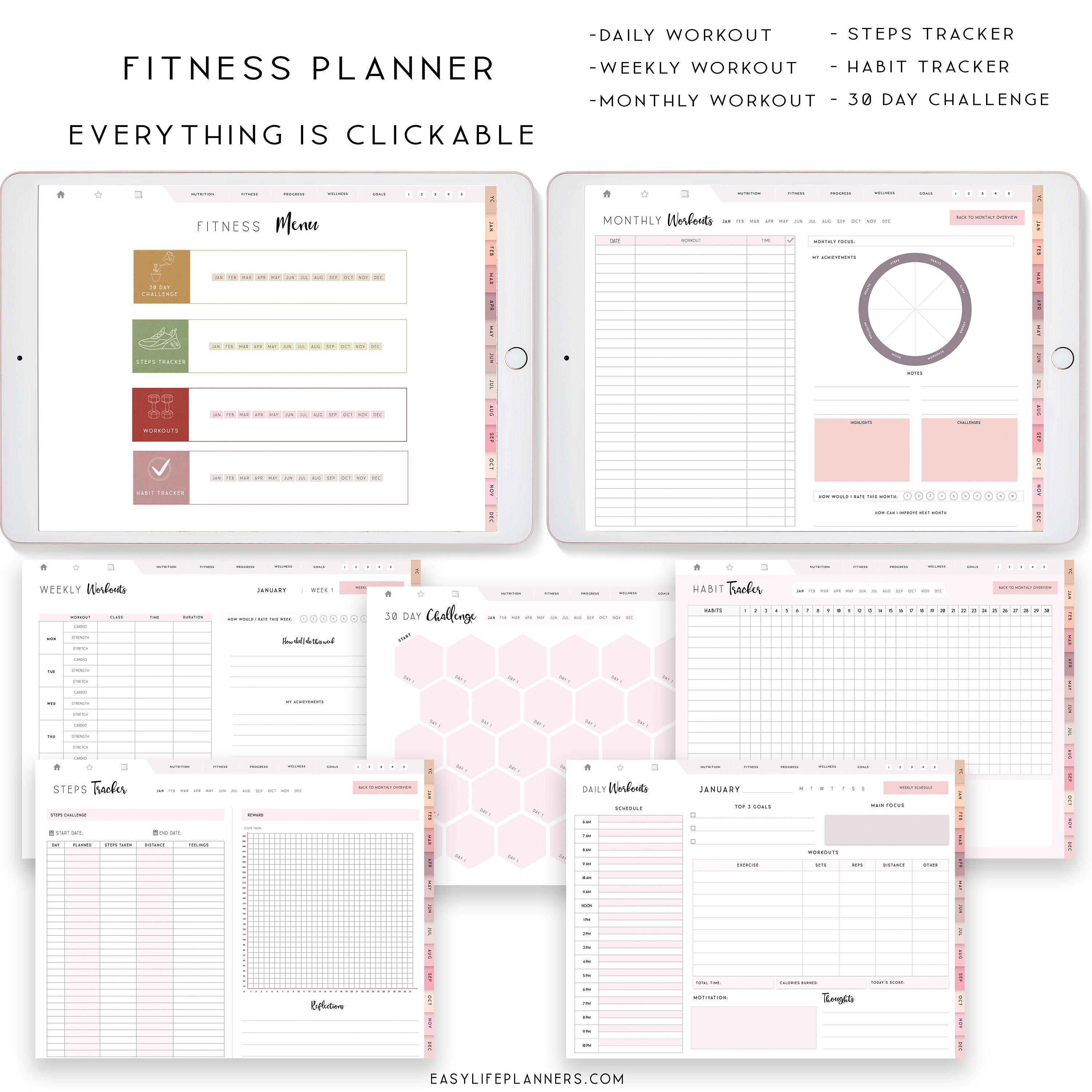 Digital Fitness Planner for iPad, Notability Planner, Fitness Journal