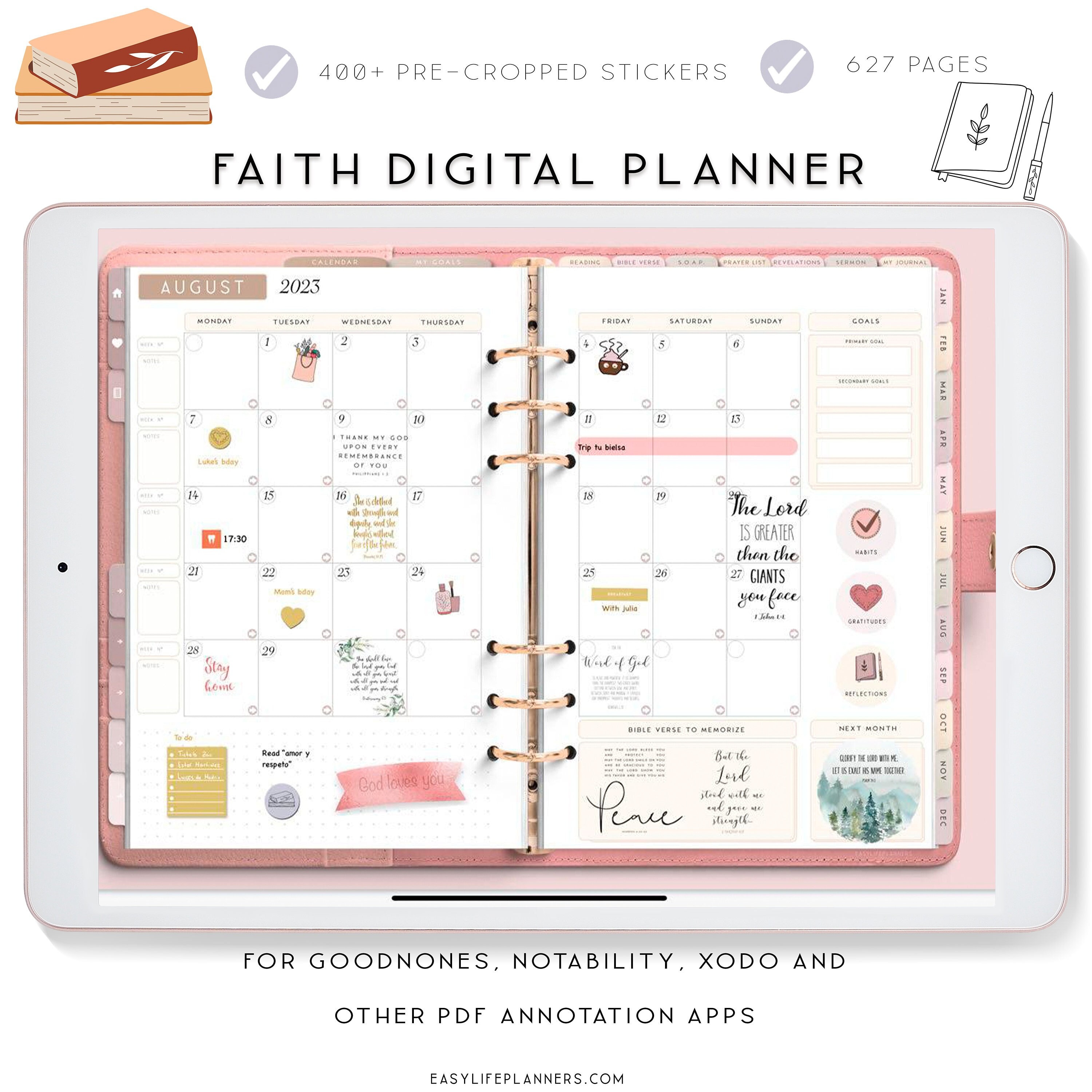 Christian Planner, Daily Digital Planner, Prayer Journal Digital Bible