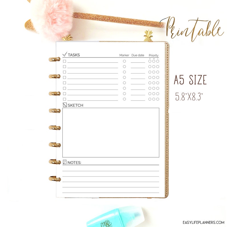 A5 PROJECT Planner Printable Pdf Filofax A5 Inserts 5.8x8.3 | Etsy