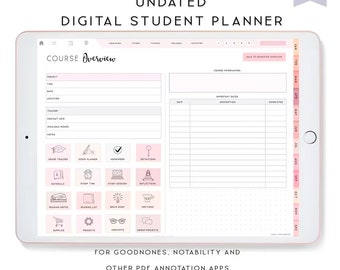 Digital Student Planner, Digital Planner iPad, Notability Planner, Goodnotes Template, Academic Planner, College Student Planner