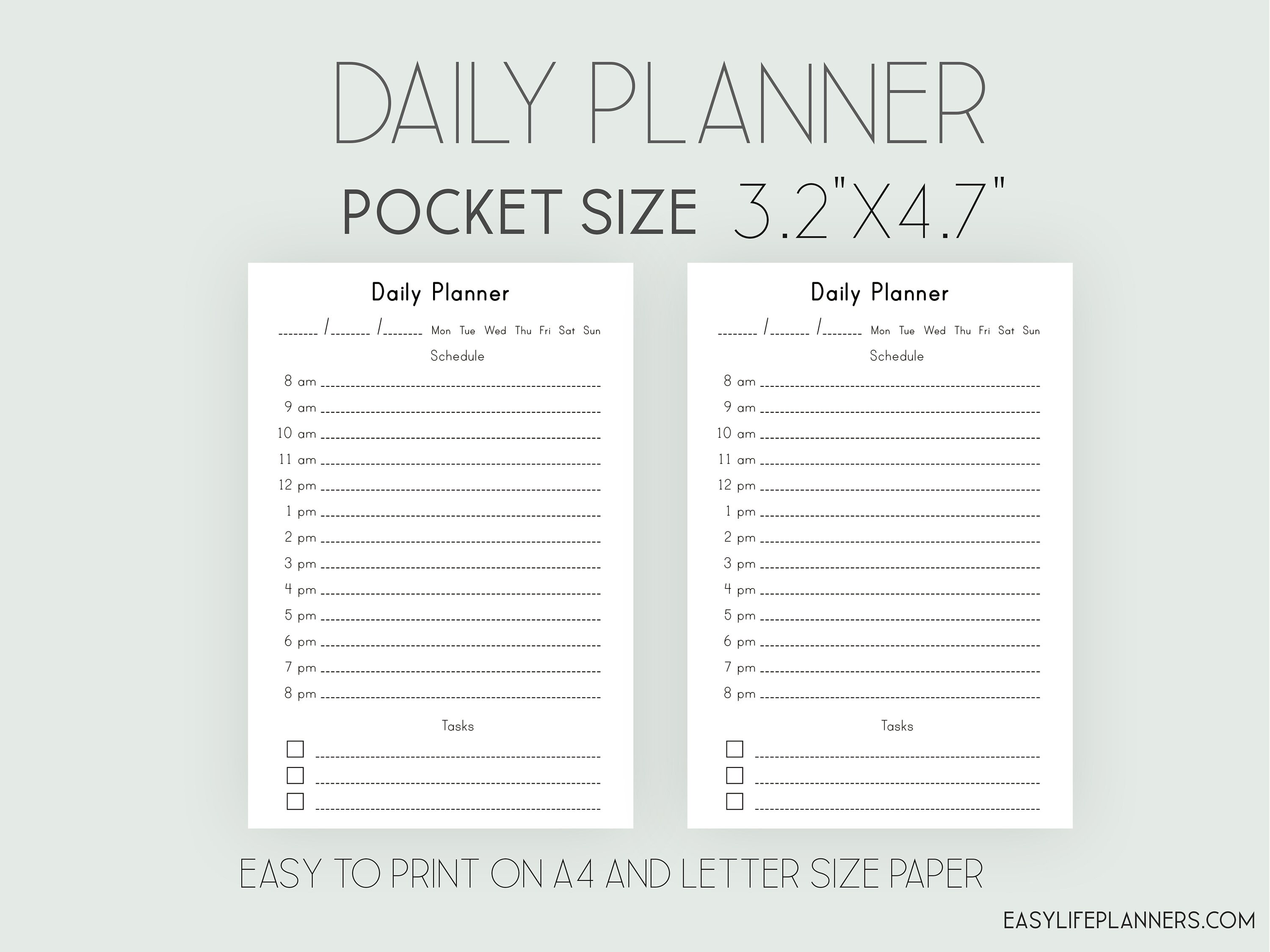 Pocket Size Insert Pocket Ring Planner TN Daily Planner Etsy