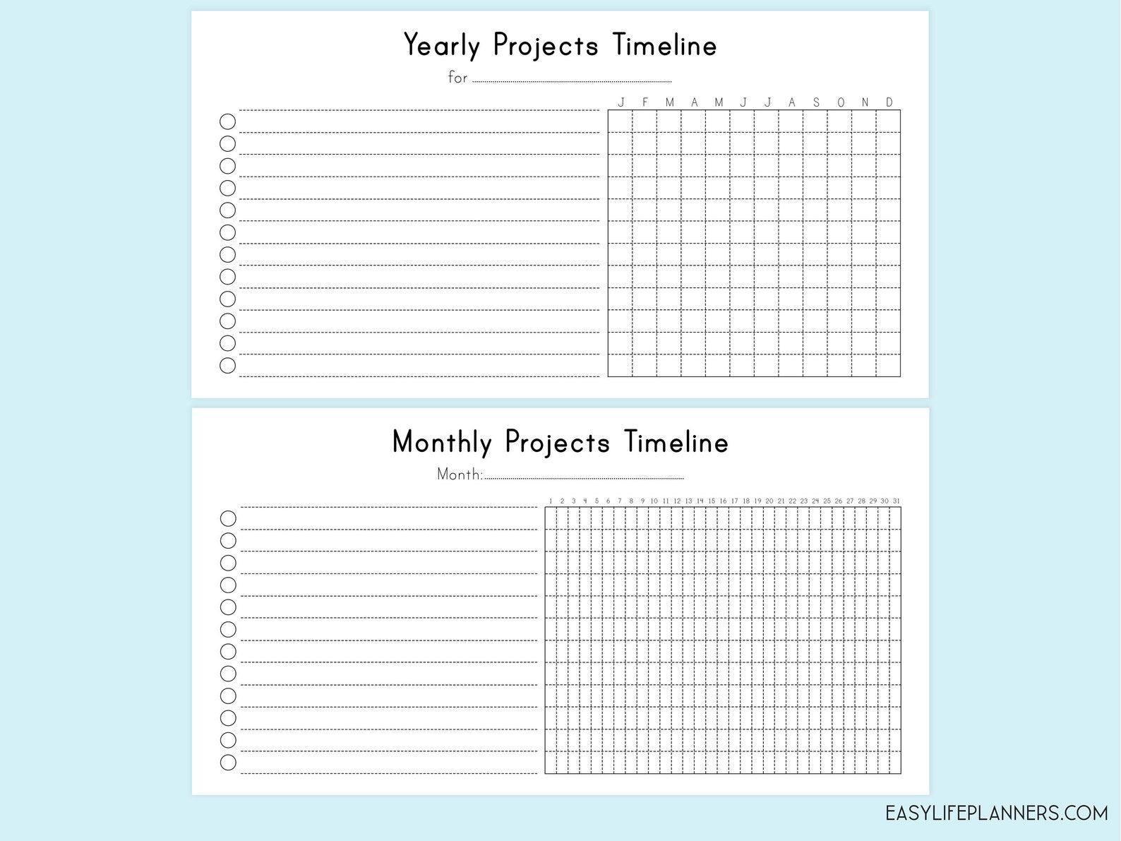 Project Planner Midori Travelers Notebooks Inserts Printable | Etsy