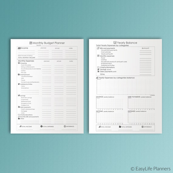 monthly budget big happy planner yearly finances letter size etsy