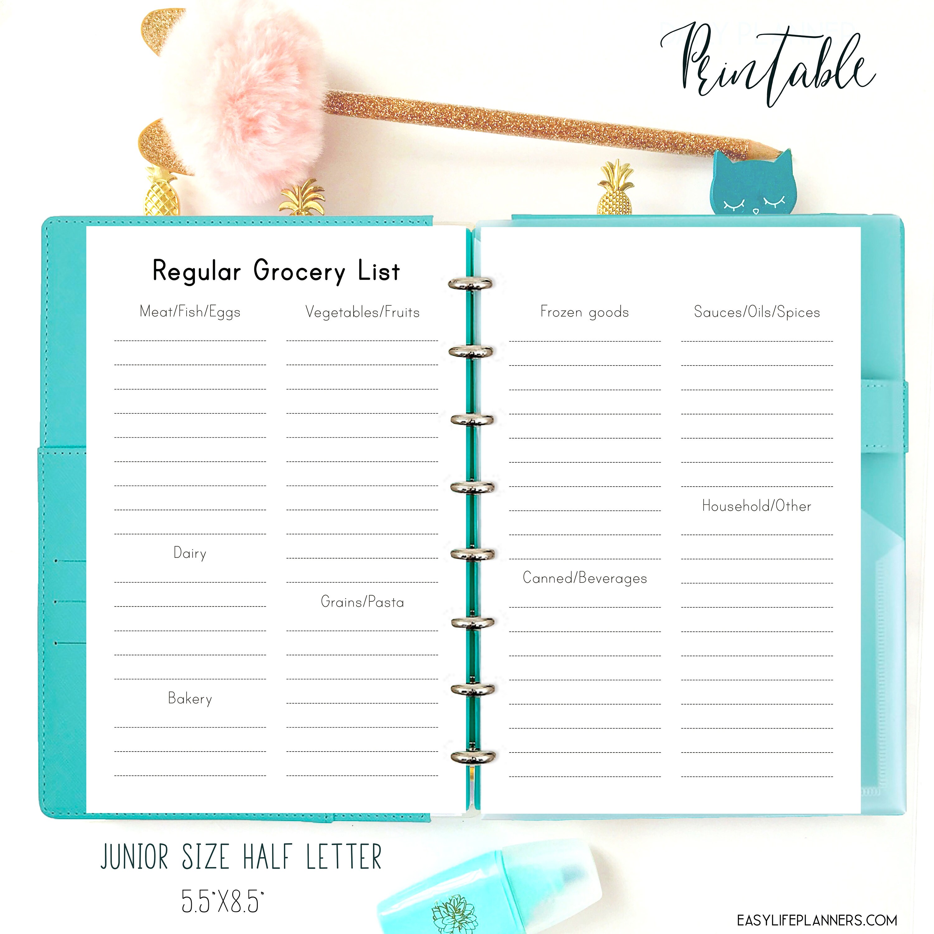 weekly meal planner printable food journal printable