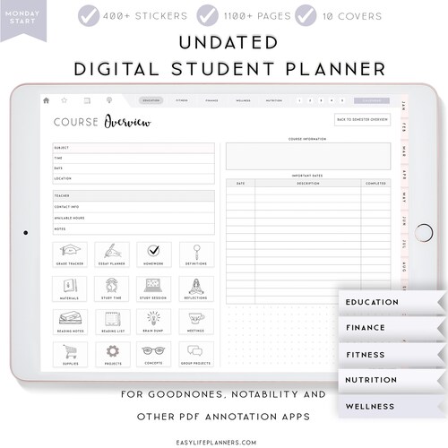 College/university Goodnotes Digital Planner Stickers - Etsy